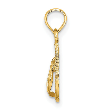 14k Yellow Gold Flip-Flop Sandal Pendant, Textured Beach Charm Design, Coastal Summer Style