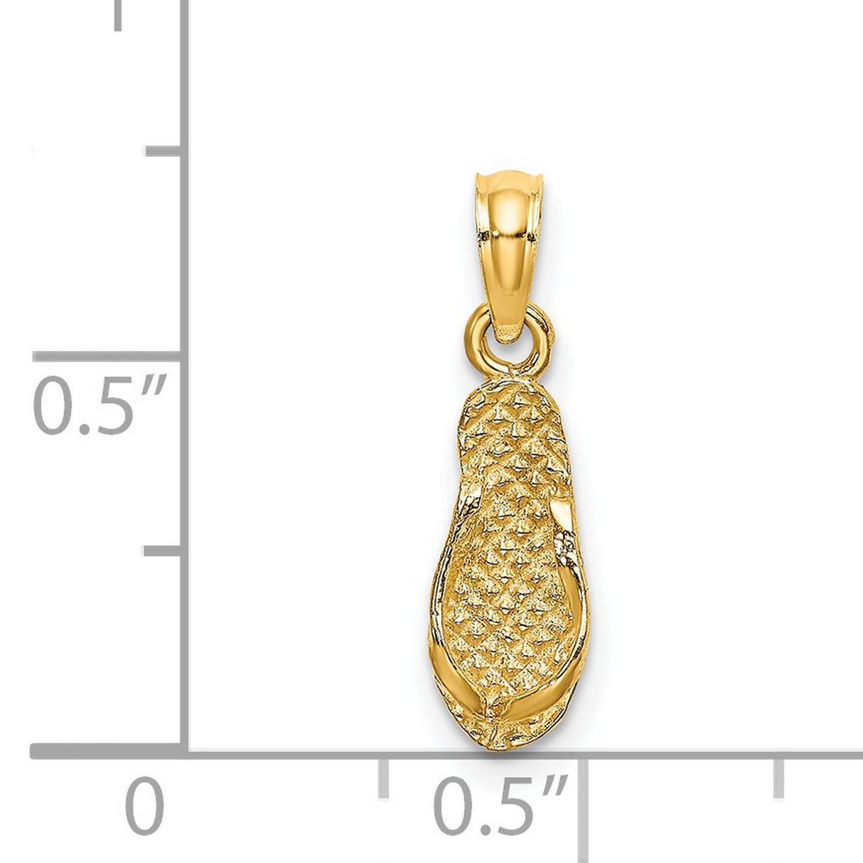 14k Yellow Gold Flip-Flop Sandal Pendant, Textured Beach Charm Design, Coastal Summer Style