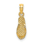 14k Yellow Gold Flip-Flop Sandal Pendant, Textured Beach Charm Design, Coastal Summer Style