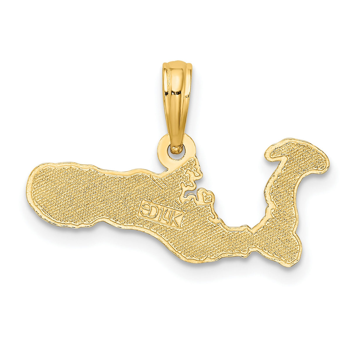14k Yellow Gold Pendant, Grand Cayman Island Map Charm, Caribbean Travel Jewelry for Women or Unisex