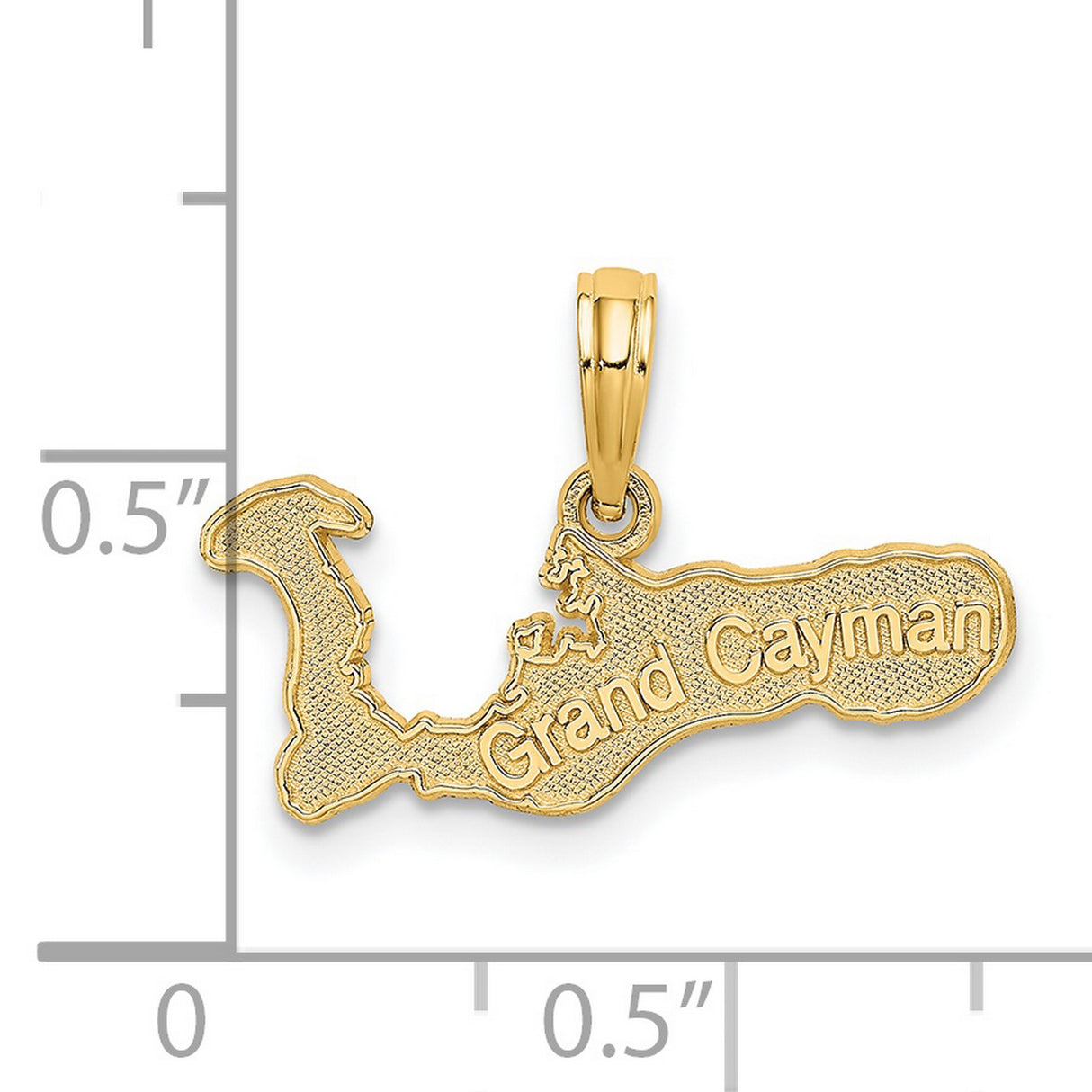14k Yellow Gold Pendant, Grand Cayman Island Map Charm, Caribbean Travel Jewelry for Women or Unisex
