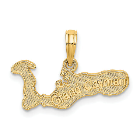 14k Yellow Gold Pendant, Grand Cayman Island Map Charm, Caribbean Travel Jewelry for Women or Unisex
