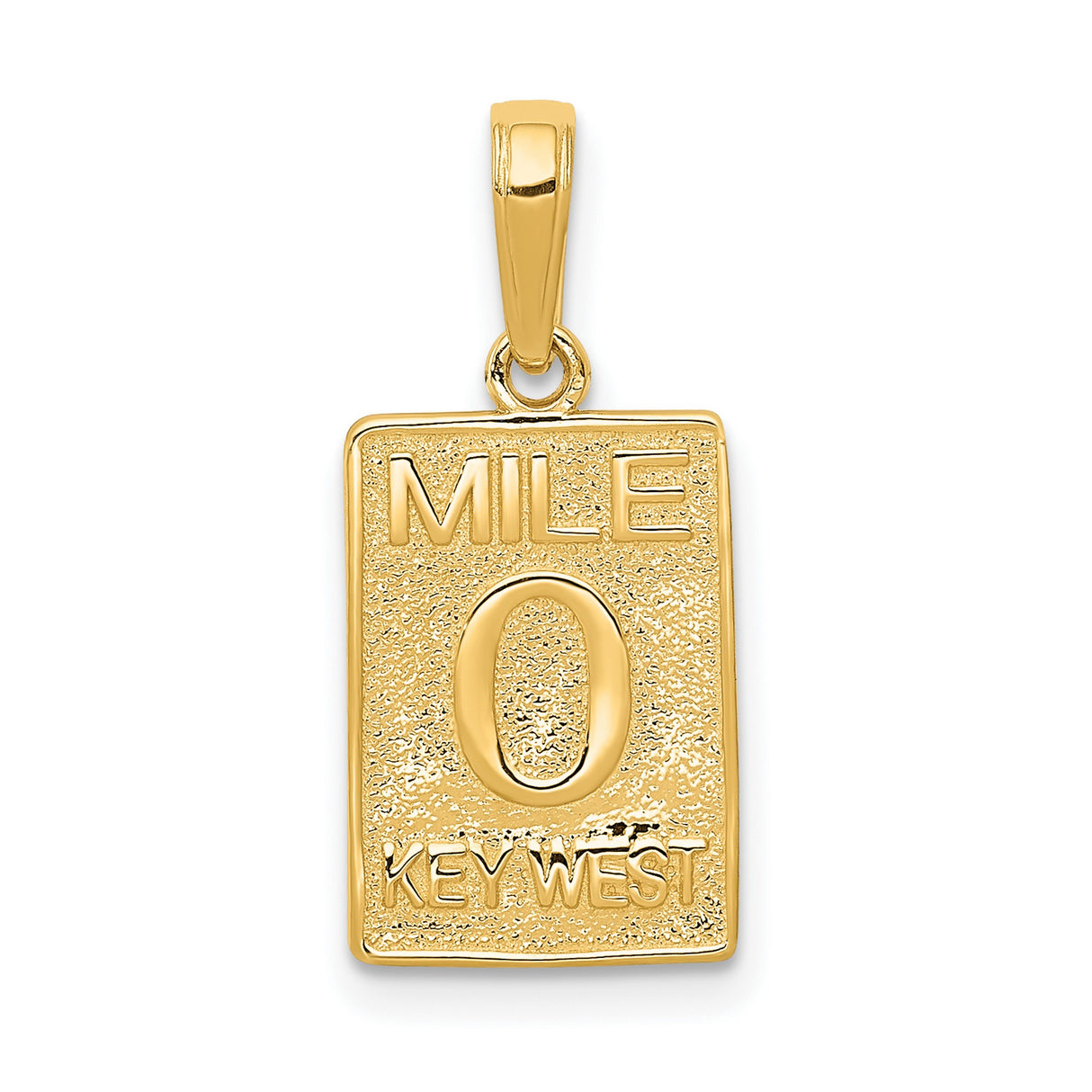 14k Yellow Gold Mile Zero Key West Pendant, Coastal Travel Souvenir Charm