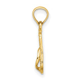 14k Yellow Gold Flip-Flop Pendant, Textured Beach Sandal Charm, Summer Vacation Jewelry