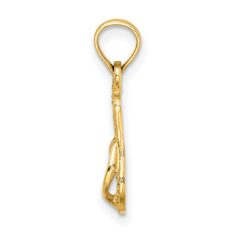 14k Yellow Gold Flip-Flop Pendant, Textured Beach Sandal Charm, Summer Vacation Jewelry