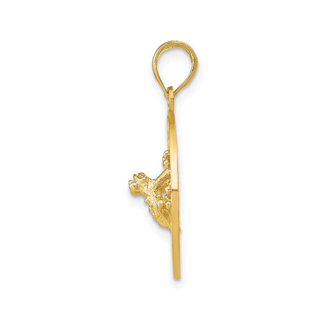 14k Yellow Gold Puerto Rico Pendant with Coquí Frog Design, Unisex Cultural Charm