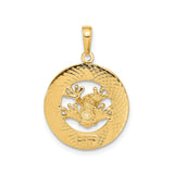 14k Yellow Gold Puerto Rico Pendant with Coquí Frog Design, Unisex Cultural Charm