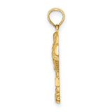 14k Yellow Gold Palm Tree Pendant with Sanibel Engraving, Tropical Island Charm
