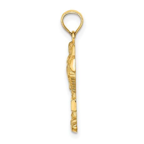 14k Yellow Gold Palm Tree Pendant with Sanibel Engraving, Tropical Island Charm