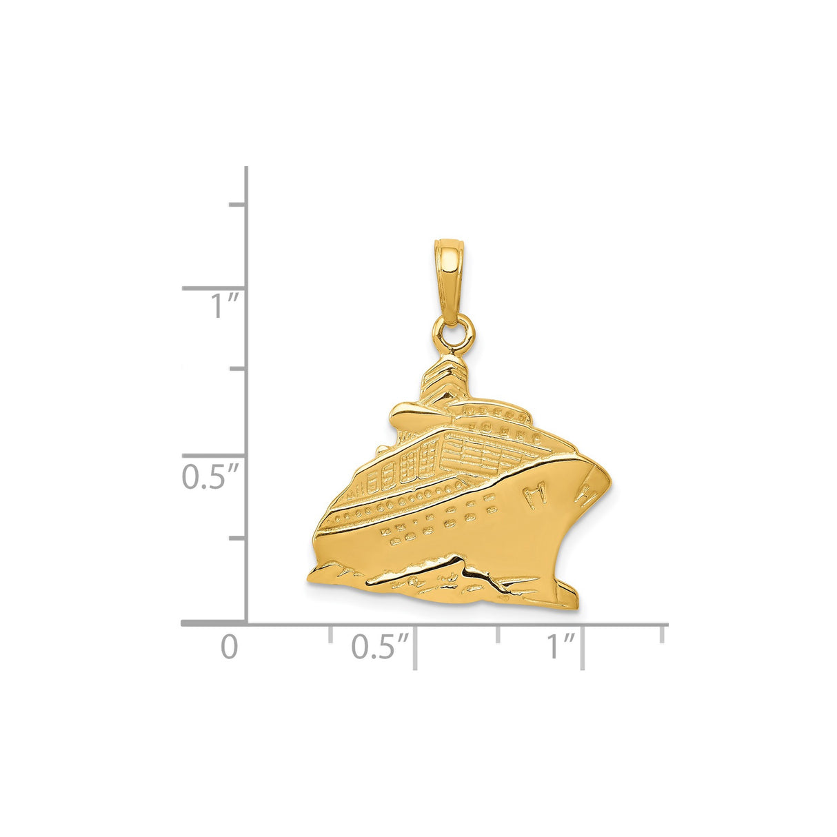 14k Yellow Gold Cruise Ship Pendant, Nautical Ocean Liner Charm for Men and Women
