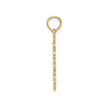 14k Yellow Gold Palm Tree Pendant, Tropical Island-Inspired Coastal Jewelry Charm