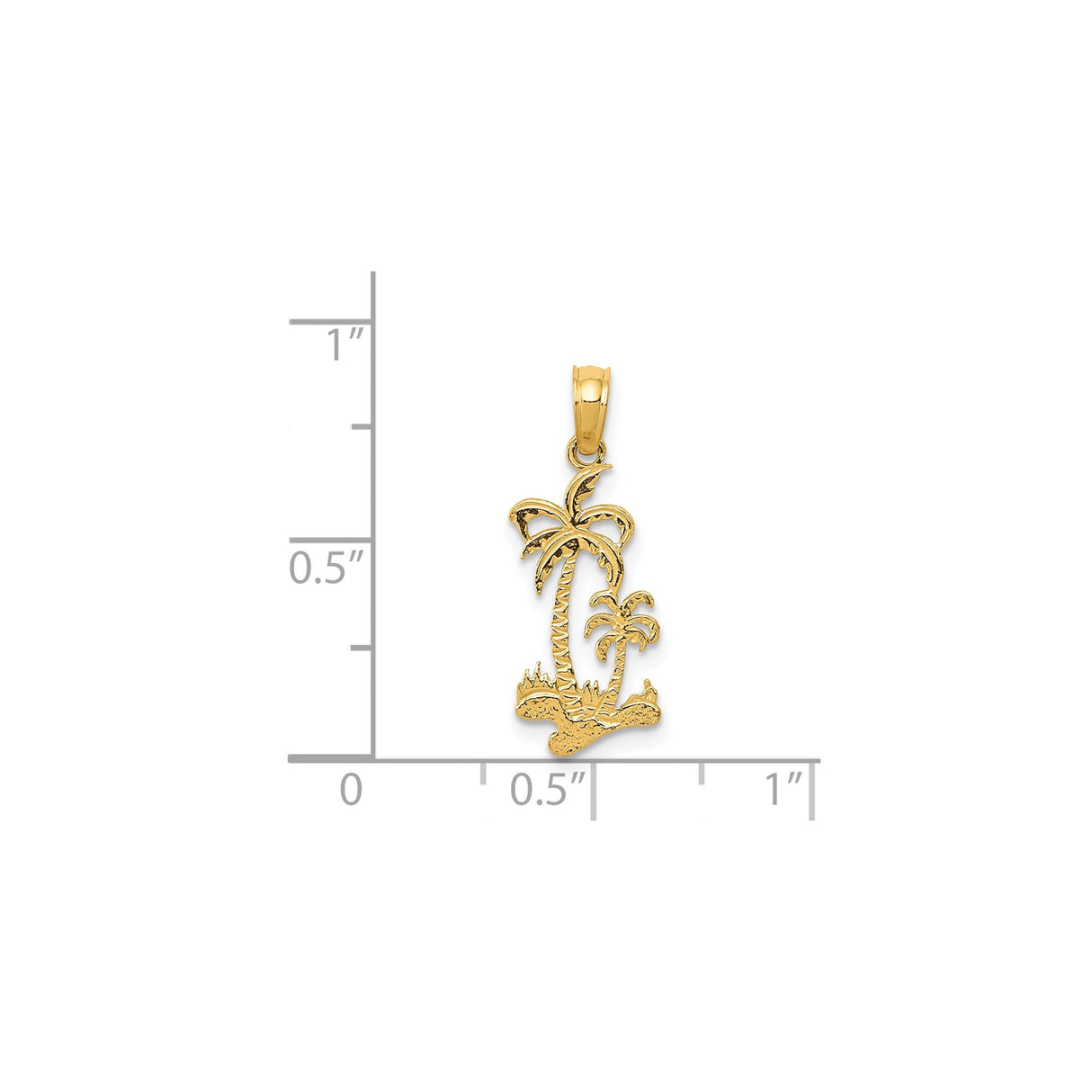 14k Yellow Gold Palm Tree Pendant, Tropical Island-Inspired Coastal Jewelry Charm