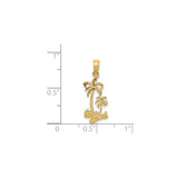 14k Yellow Gold Palm Tree Pendant, Tropical Island-Inspired Coastal Jewelry Charm