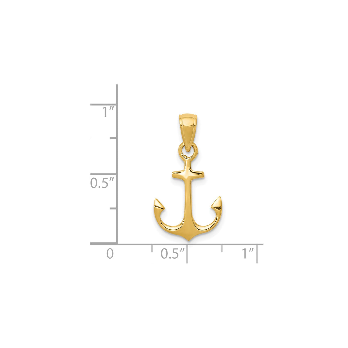 14k Yellow Gold Anchor Pendant, Nautical Symbol of Hope, Faith, and Strength, Unisex Charm