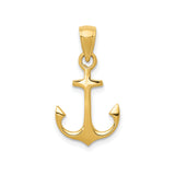 14k Yellow Gold Anchor Pendant, Nautical Symbol of Hope, Faith, and Strength, Unisex Charm