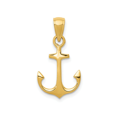 14k Yellow Gold Anchor Pendant, Nautical Symbol of Hope, Faith, and Strength, Unisex Charm