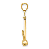 14k Yellow Gold Anchor Pendant, T-Bar Nautical Design, Christian Faith Jewelry for Men or Unisex