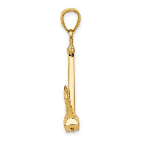 14k Yellow Gold Anchor Pendant, T-Bar Nautical Design, Christian Faith Jewelry for Men or Unisex