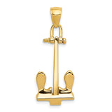14k Yellow Gold Anchor Pendant, T-Bar Nautical Design, Christian Faith Jewelry for Men or Unisex