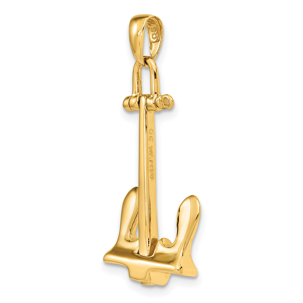 14k Yellow Gold Anchor Pendant, T-Bar Nautical Design, Christian Faith Jewelry for Men or Unisex