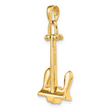 14k Yellow Gold Anchor Pendant, T-Bar Nautical Design, Christian Faith Jewelry for Men or Unisex