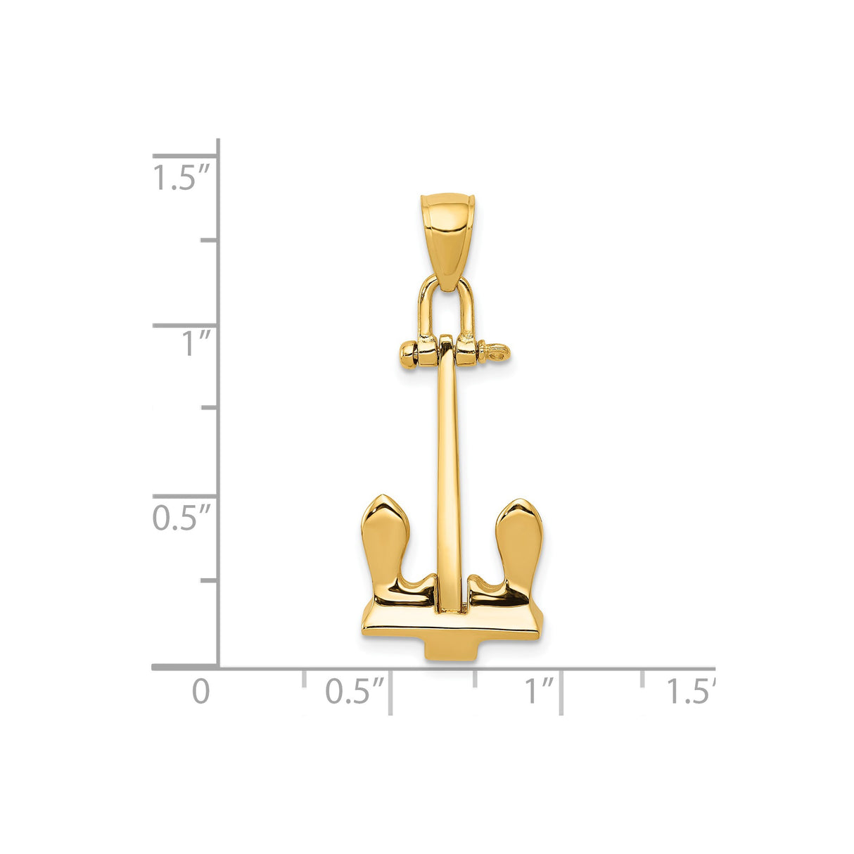 14k Yellow Gold Anchor Pendant, T-Bar Nautical Design, Christian Faith Jewelry for Men or Unisex