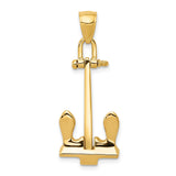 14k Yellow Gold Anchor Pendant, T-Bar Nautical Design, Christian Faith Jewelry for Men or Unisex