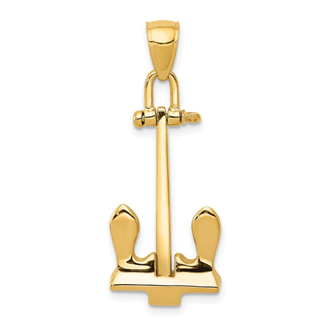 14k Yellow Gold Anchor Pendant, T-Bar Nautical Design, Christian Faith Jewelry for Men or Unisex
