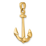 14k Yellow Gold Anchor Pendant, Nautical Symbol of Hope and Faith, Unisex Maritime Charm