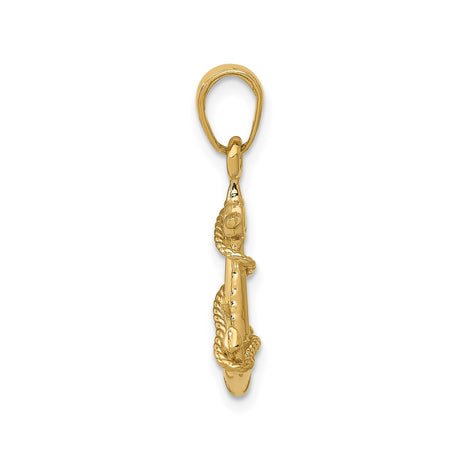 14k Yellow Gold Anchor Pendant with Rope Detailing, Nautical Symbol for Men or Unisex Wear