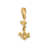 14k Yellow Gold Anchor Pendant with Rope Detailing, Nautical Symbol for Men or Unisex Wear