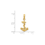14k Yellow Gold Anchor Pendant with Rope Detailing, Nautical Symbol for Men or Unisex Wear