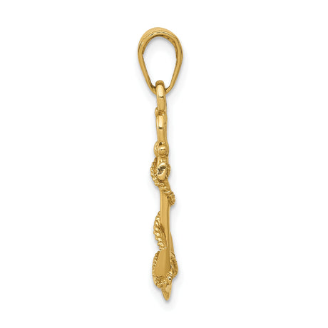 14k Yellow Gold Anchor Pendant with Rope Detail, Nautical Christian Symbol