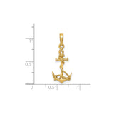 14k Yellow Gold Anchor Pendant with Rope Detail, Nautical Christian Symbol