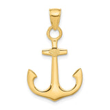 14k Yellow Gold Anchor Pendant, Nautical Christian Symbol for Men or Unisex Wear