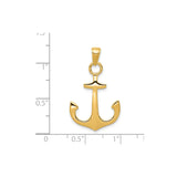 14k Yellow Gold Anchor Pendant, Nautical Christian Symbol for Men or Unisex Wear