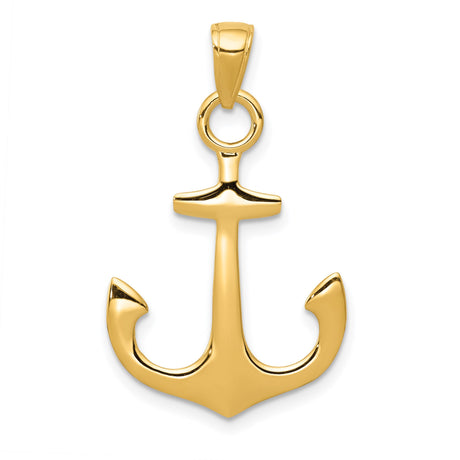 14k Yellow Gold Anchor Pendant, Nautical Christian Symbol for Men or Unisex Wear