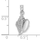 14k White Gold Conch Shell Pendant, Ocean-Inspired Nautical Charm for Women