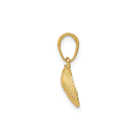 14k Yellow Gold Scallop Shell Pendant, Camino de Santiago Religious Charm for Women