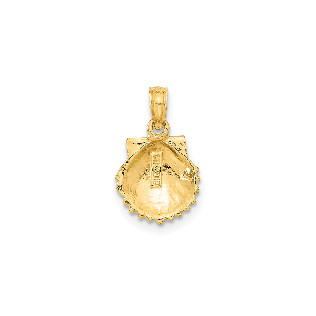 14k Yellow Gold Scallop Shell Pendant, Camino de Santiago Religious Charm for Women