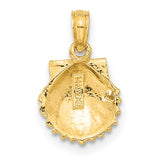 14k Yellow Gold Scallop Shell Pendant, Camino de Santiago Religious Charm for Women