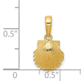 14k Yellow Gold Scallop Shell Pendant, Camino de Santiago Religious Charm for Women