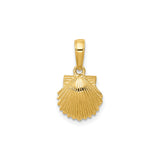 14k Yellow Gold Scallop Shell Pendant, Camino de Santiago Religious Charm for Women