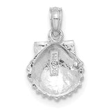 14k White Gold Scallop Shell Pendant, Camino de Santiago Religious Charm for Women