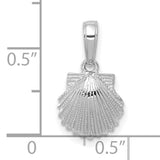 14k White Gold Scallop Shell Pendant, Camino de Santiago Religious Charm for Women
