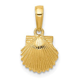 14k Yellow Gold Scallop Shell Pendant, Camino de Santiago Religious Charm for Women