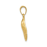 14k Yellow Gold Oyster Shell Pendant with Textured Design, Nautical Beach Charm for Women