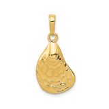 14k Yellow Gold Oyster Shell Pendant with Textured Design, Nautical Beach Charm for Women