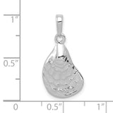 14k White Gold Oyster Shell Pendant, Textured Nautical Marine Charm for Women