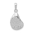 14k White Gold Oyster Shell Pendant, Textured Nautical Marine Charm for Women